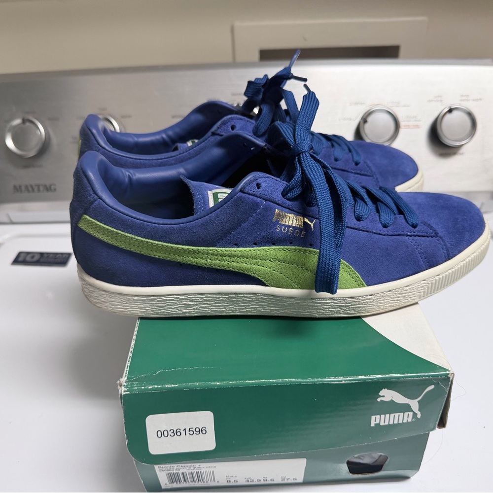 Puma Men's Blue and Lime Sneakers